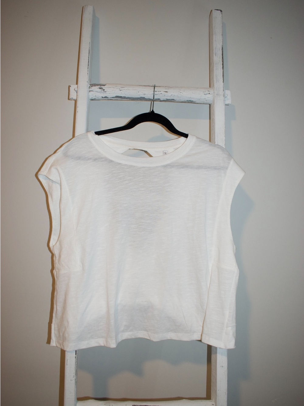 Women's White Cap Sleeve Crewneck Top